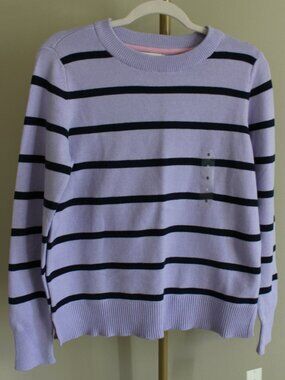 Women's ON 34th Purple Striped Sweater, Size Small